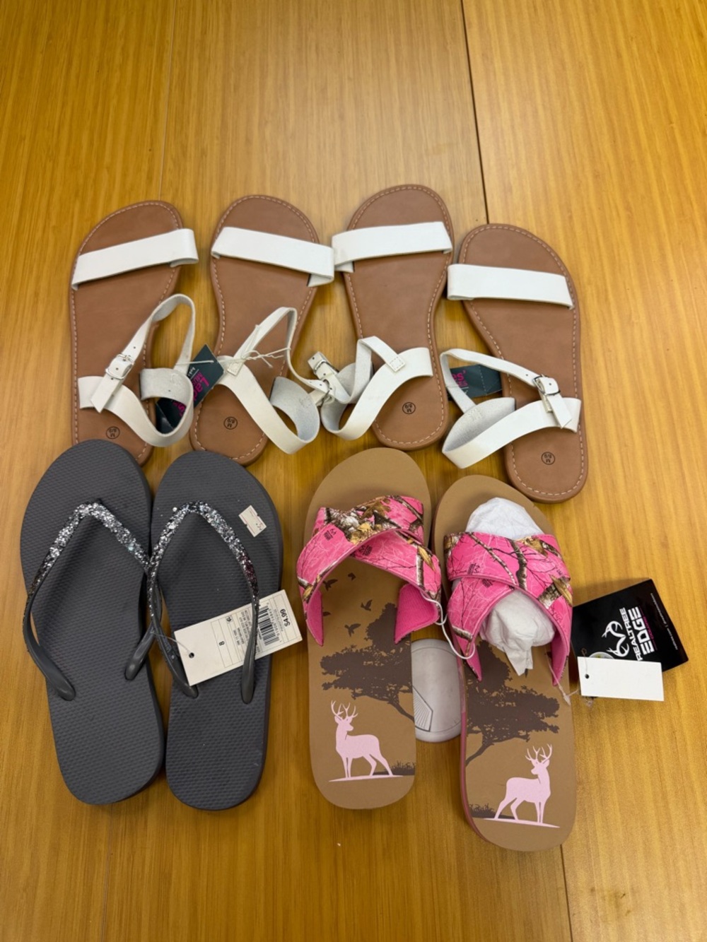 Lot Of 4 Bobbie Brooks Realtree A New Day Open-Toe Sandals, Women's Size 8